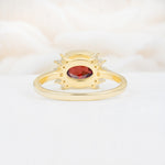 Timeless Oval Cut Bezel Frame Halo Garnet Engagement Ring - Additional view