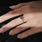 Timeless Oval Cut Bezel Frame Halo Garnet Engagement Ring - Additional view