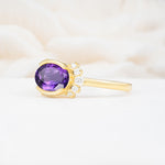 Timeless Oval Cut Bezel Frame Halo Amethyst Engagement Ring - Additional view