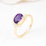 Timeless Oval Cut Bezel Frame Halo Amethyst Engagement Ring - Additional view