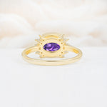 Timeless Oval Cut Bezel Frame Halo Amethyst Engagement Ring - Additional view