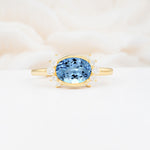 Timeless Oval Cut Bezel Frame Halo Aquamarine Engagement Ring - Additional view