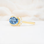 Timeless Oval Cut Bezel Frame Halo Aquamarine Engagement Ring - Additional view