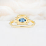 Timeless Oval Cut Bezel Frame Halo Aquamarine Engagement Ring - Additional view