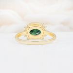 Timeless Oval Cut Bezel Frame Halo Emerald Engagement Ring - Additional view