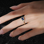 Timeless Oval Cut Bezel Frame Halo Alexandrite Engagement Ring - Additional view