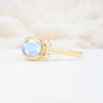 Timeless Oval Cut Bezel Frame Halo Moonstone Engagement Ring - Additional view
