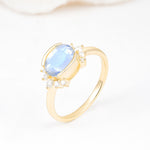 Timeless Oval Cut Bezel Frame Halo Moonstone Engagement Ring - Additional view