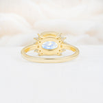 Timeless Oval Cut Bezel Frame Halo Moonstone Engagement Ring - Additional view