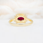 Timeless Oval Cut Bezel Frame Halo Ruby Engagement Ring - Additional view