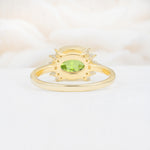 Timeless Oval Cut Bezel Frame Halo Peridot Engagement Ring - Additional view