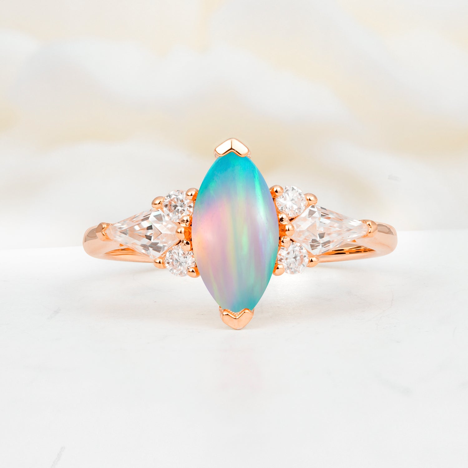 Classic Marquise-Cut Opal Engagement Ring