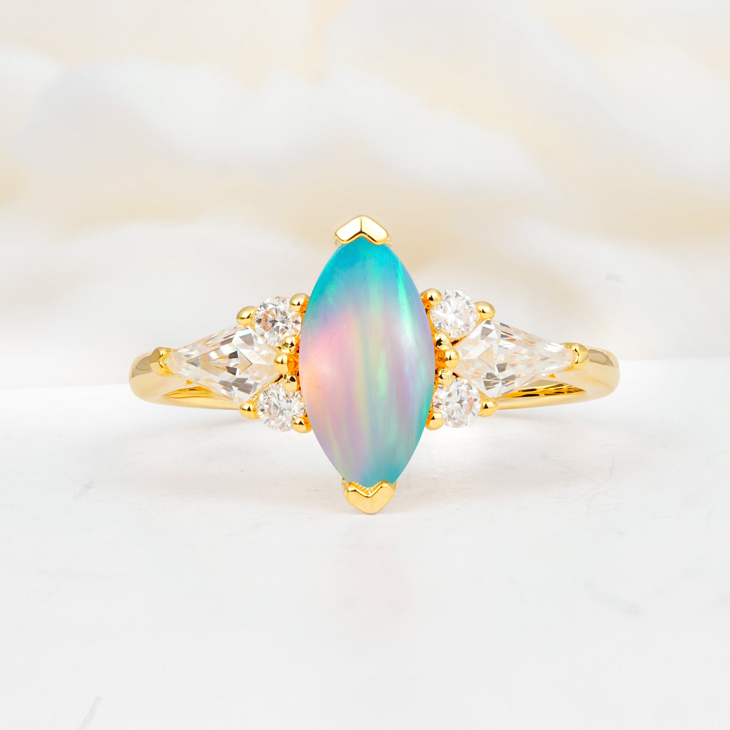 Classic Marquise-Cut Fire Opal Engagement Ring