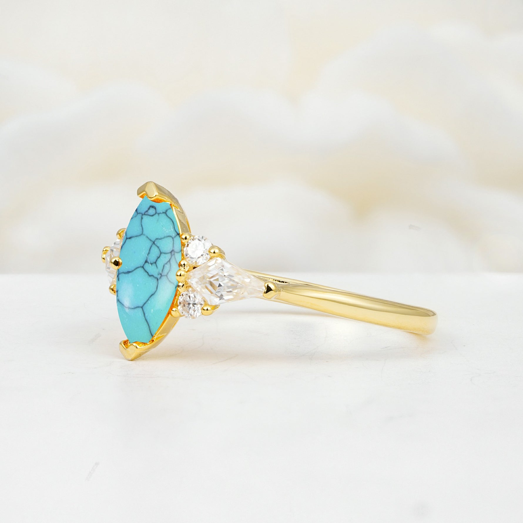 SR17651 Turquoise Ring - White-Gold