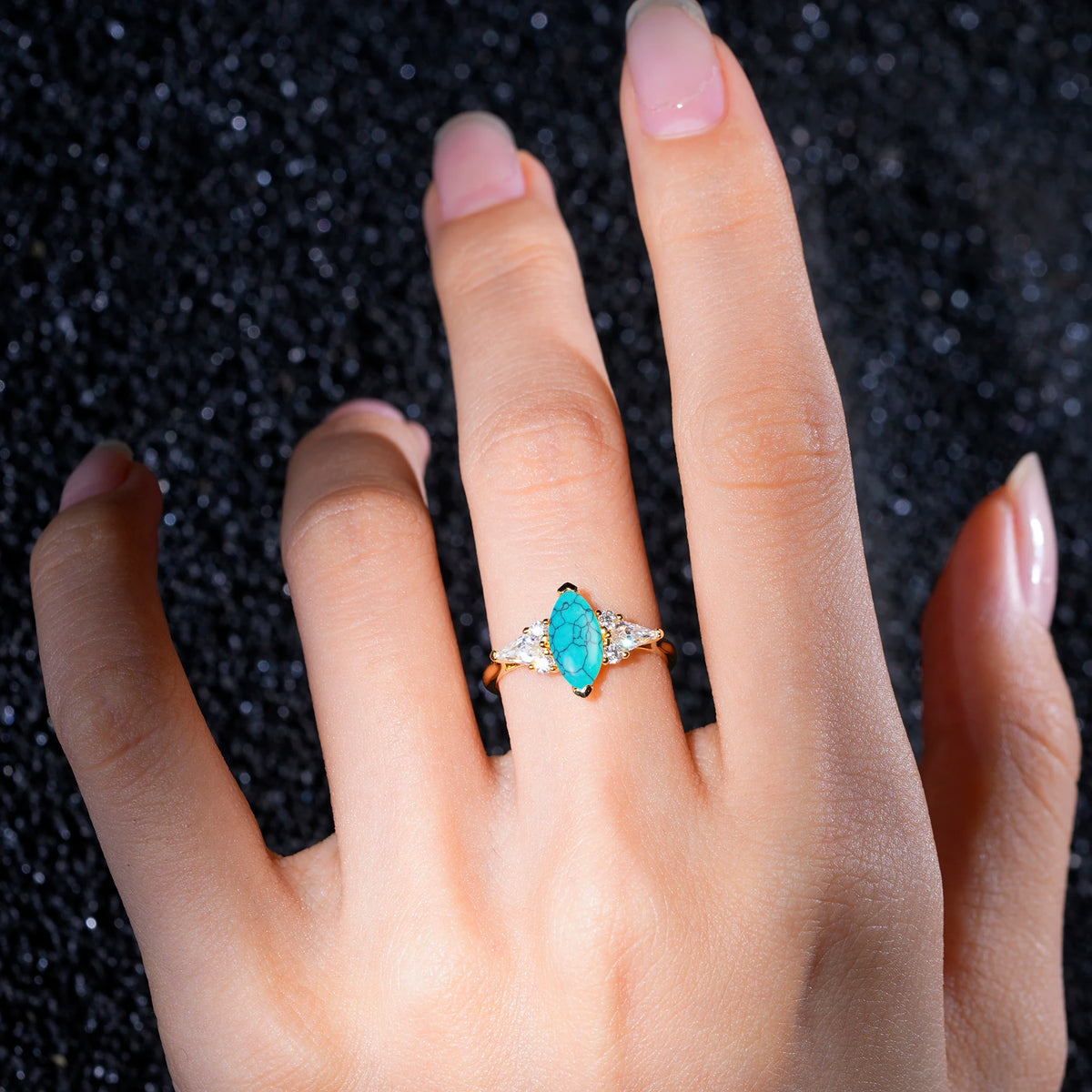 Classic Marquise-Cut Turquoise Engagement Ring