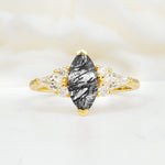 SR17651 Black Rutilated Quartz Ring - Yellow-Gold