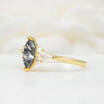 SR17651 Black Rutilated Quartz Ring - White-Gold