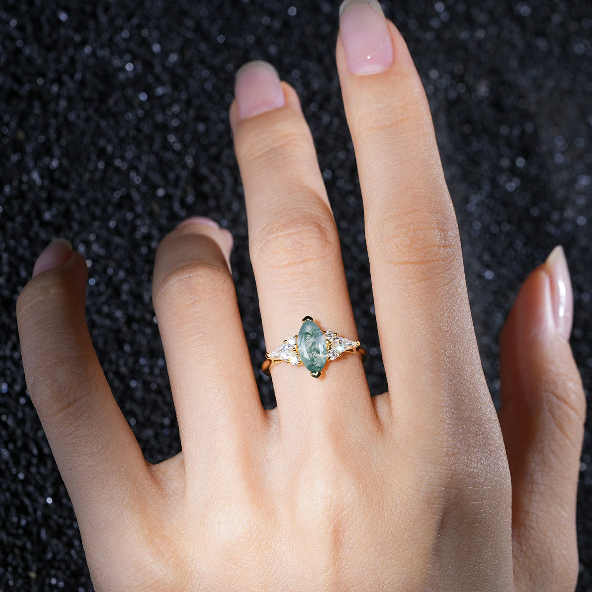 SR17651 Moss Agate Ring - Rose-Gold