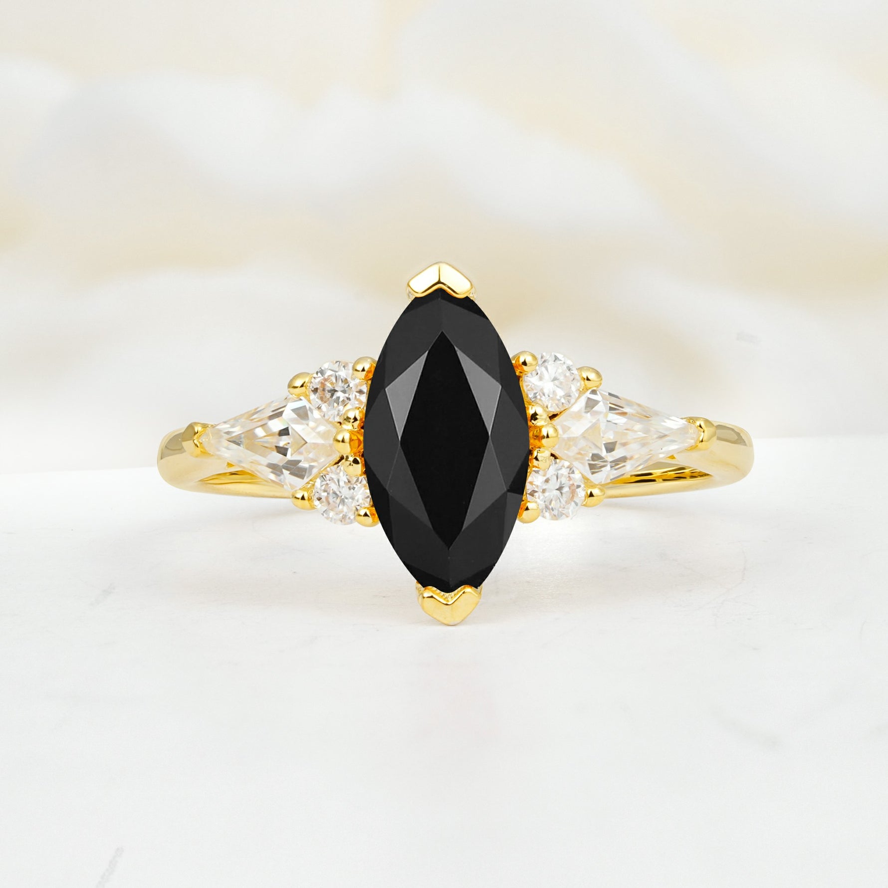 SR17651 Black Onyx Ring - Yellow-Gold