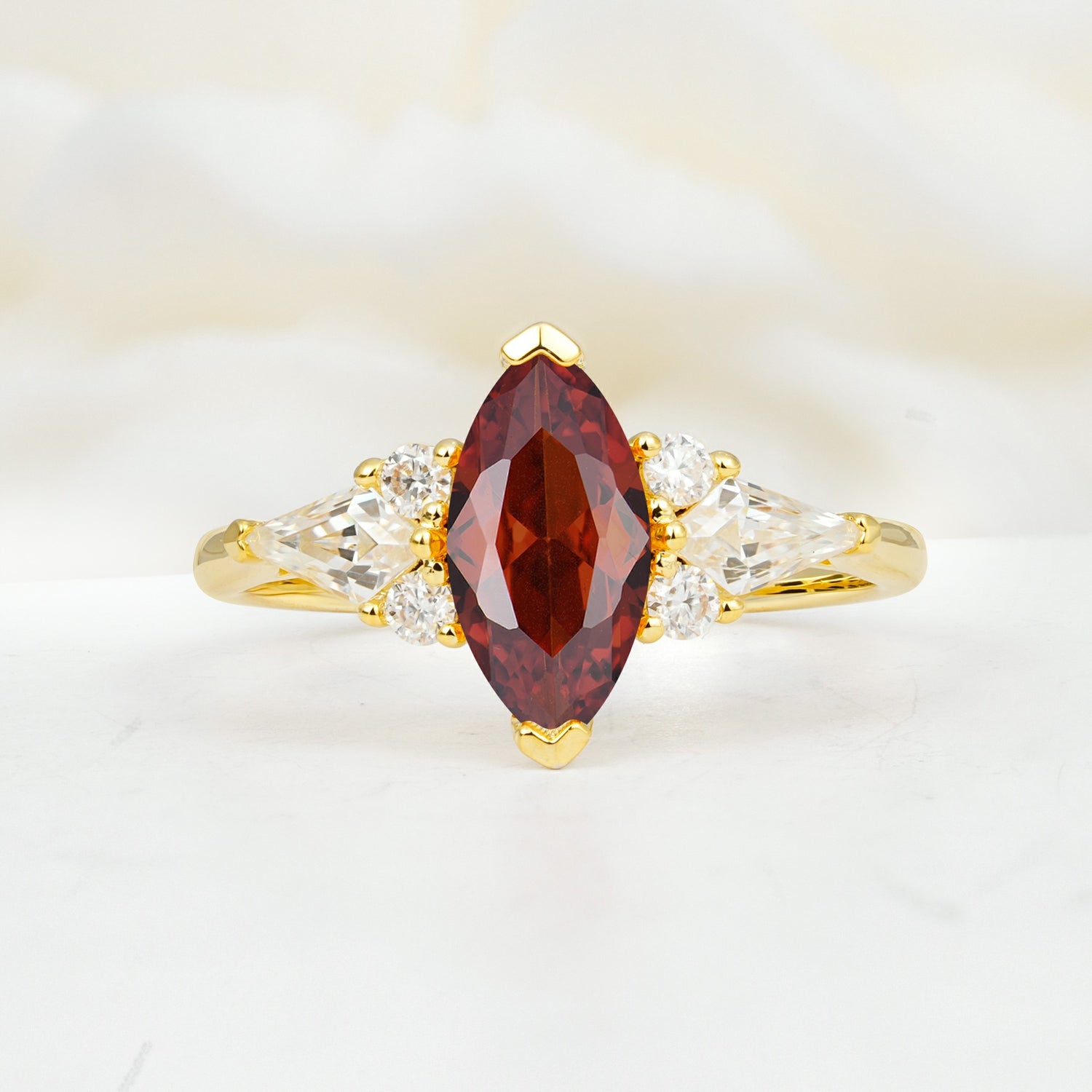 SR17651 Garnet Ring - Yellow-Gold