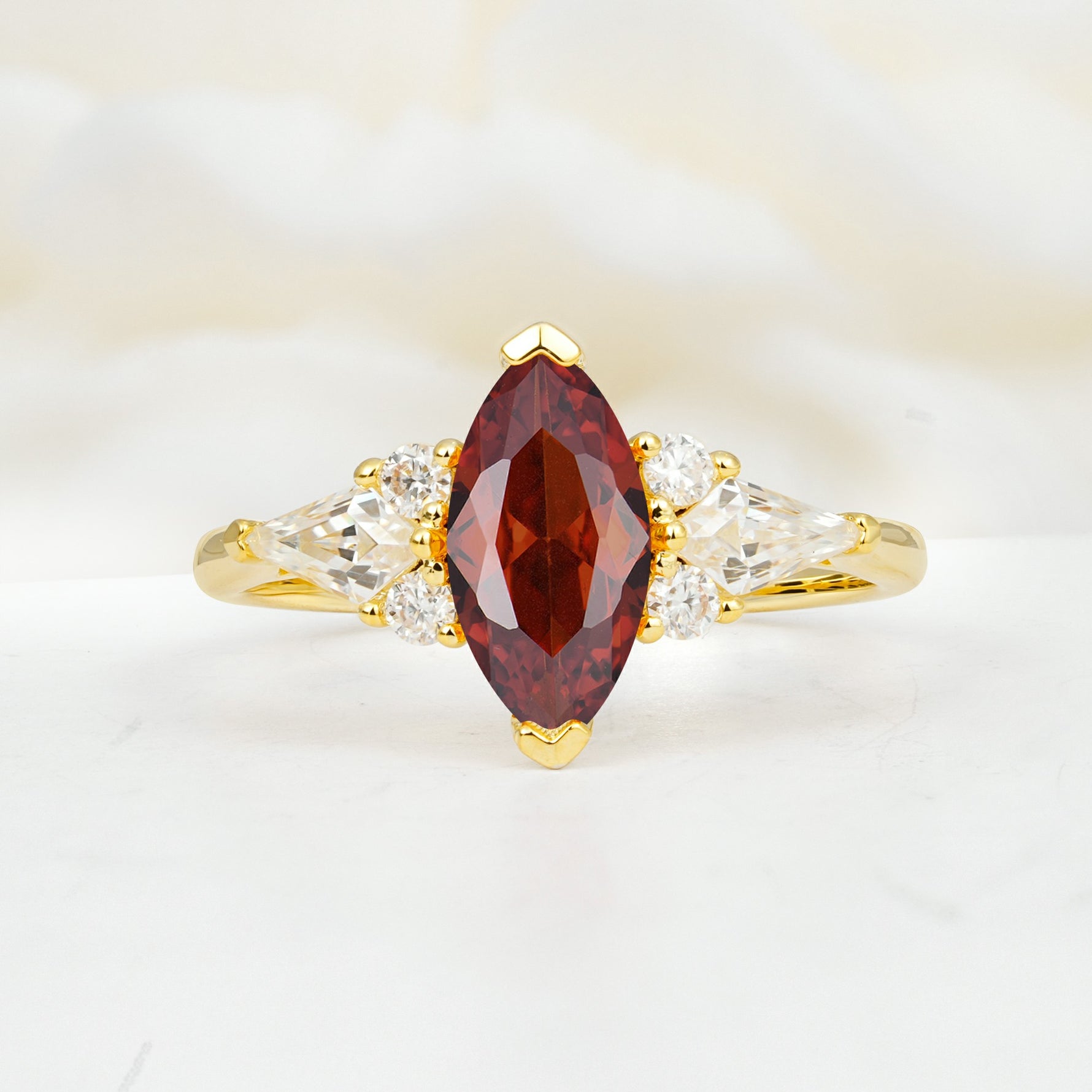 SR17651 Garnet Ring - Yellow-Gold