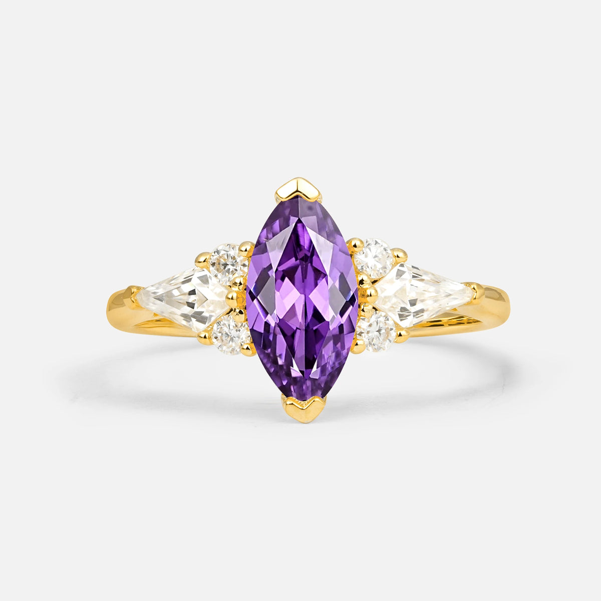 Classic Marquise-Cut Amethyst Engagement Ring