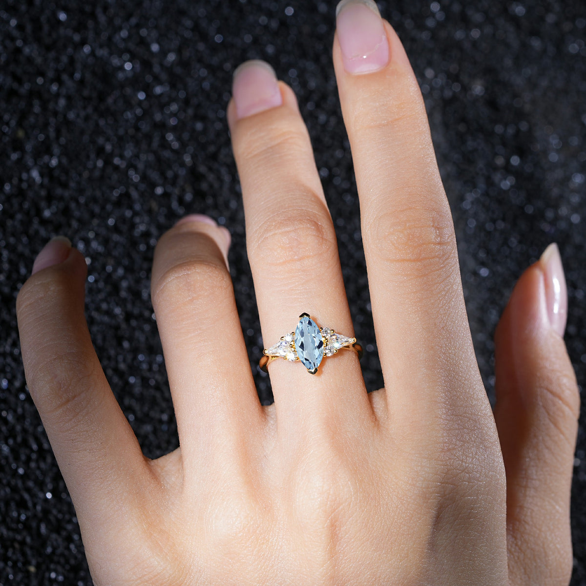 SR17651 Aquamarine Ring - Rose-Gold