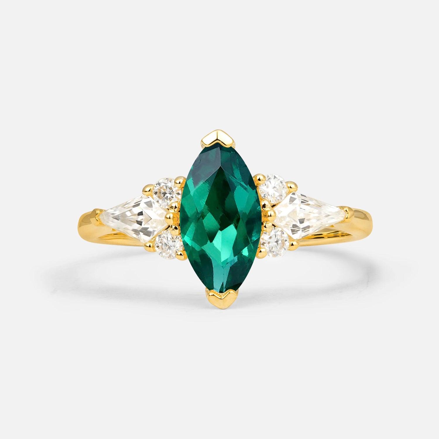 Classic Marquise-Cut Emerald Engagement Ring