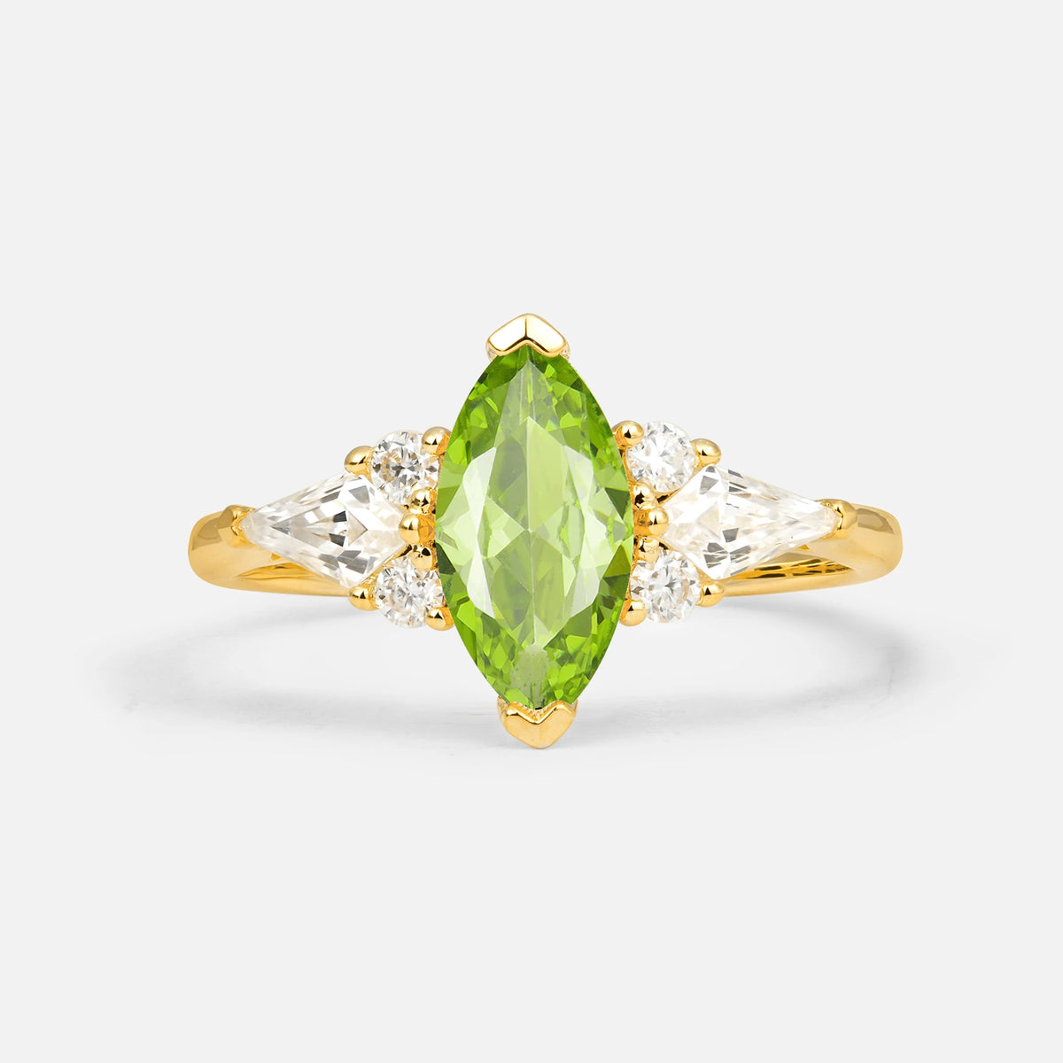 Classic Marquise-Cut Peridot Engagement Ring