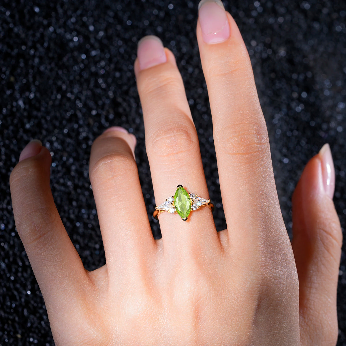 Classic Marquise-Cut Peridot Engagement Ring