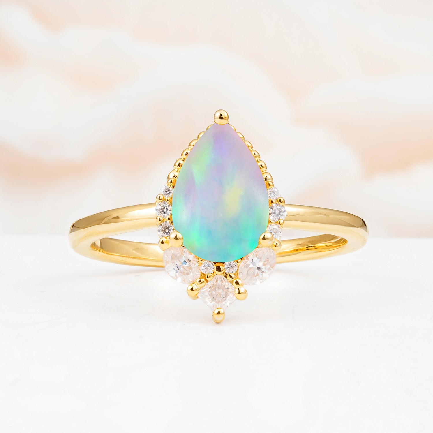 SR17652 Fire Opal Ring - Yellow-Gold