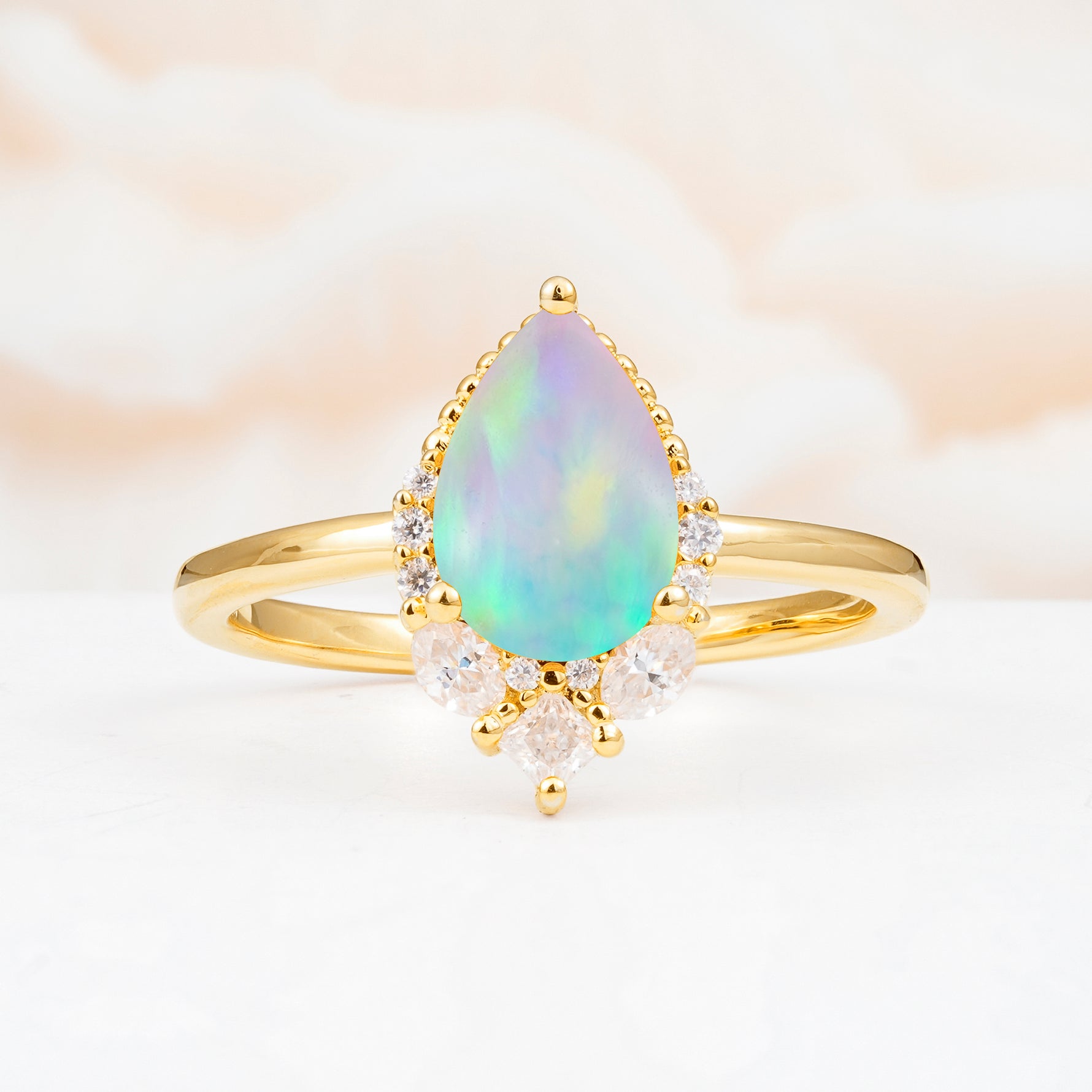 SR17652 Fire Opal Ring - Yellow-Gold