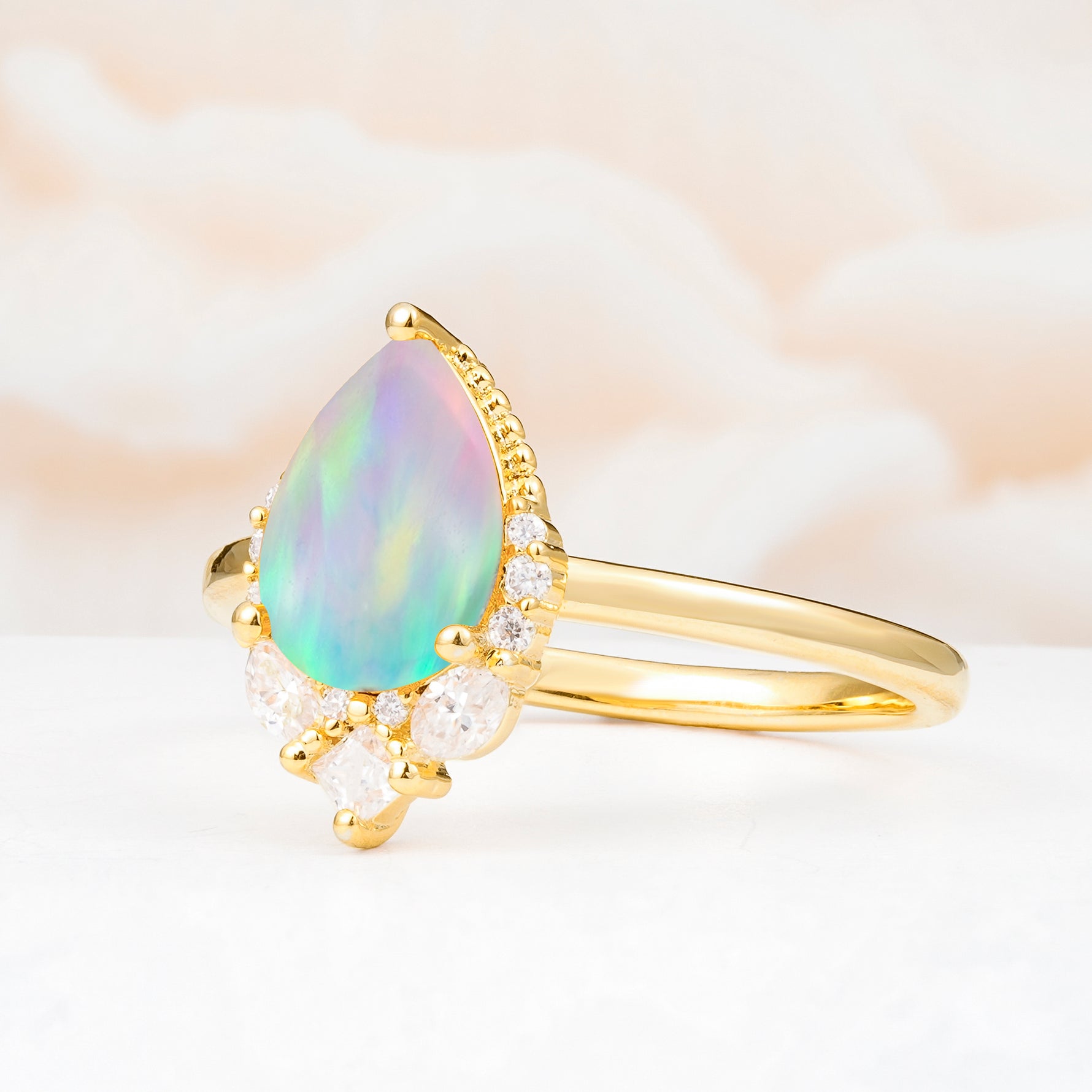 SR17652 Fire Opal Ring - White-Gold
