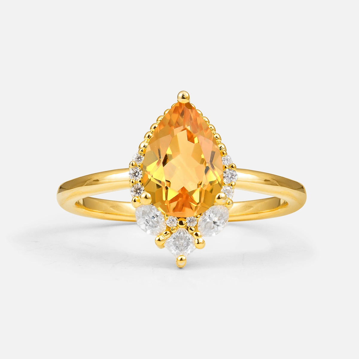 Art Deco Pear Shaped Citrine Engagement Ring