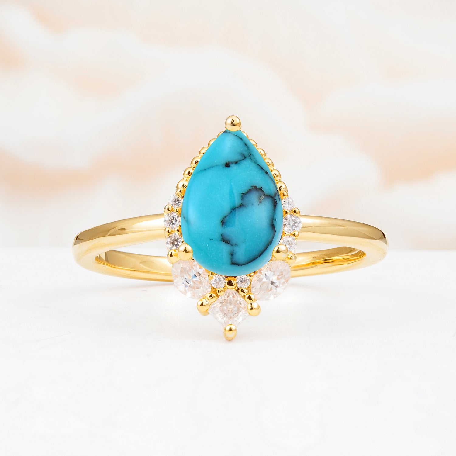 SR17652 Turquoise Ring - Yellow-Gold