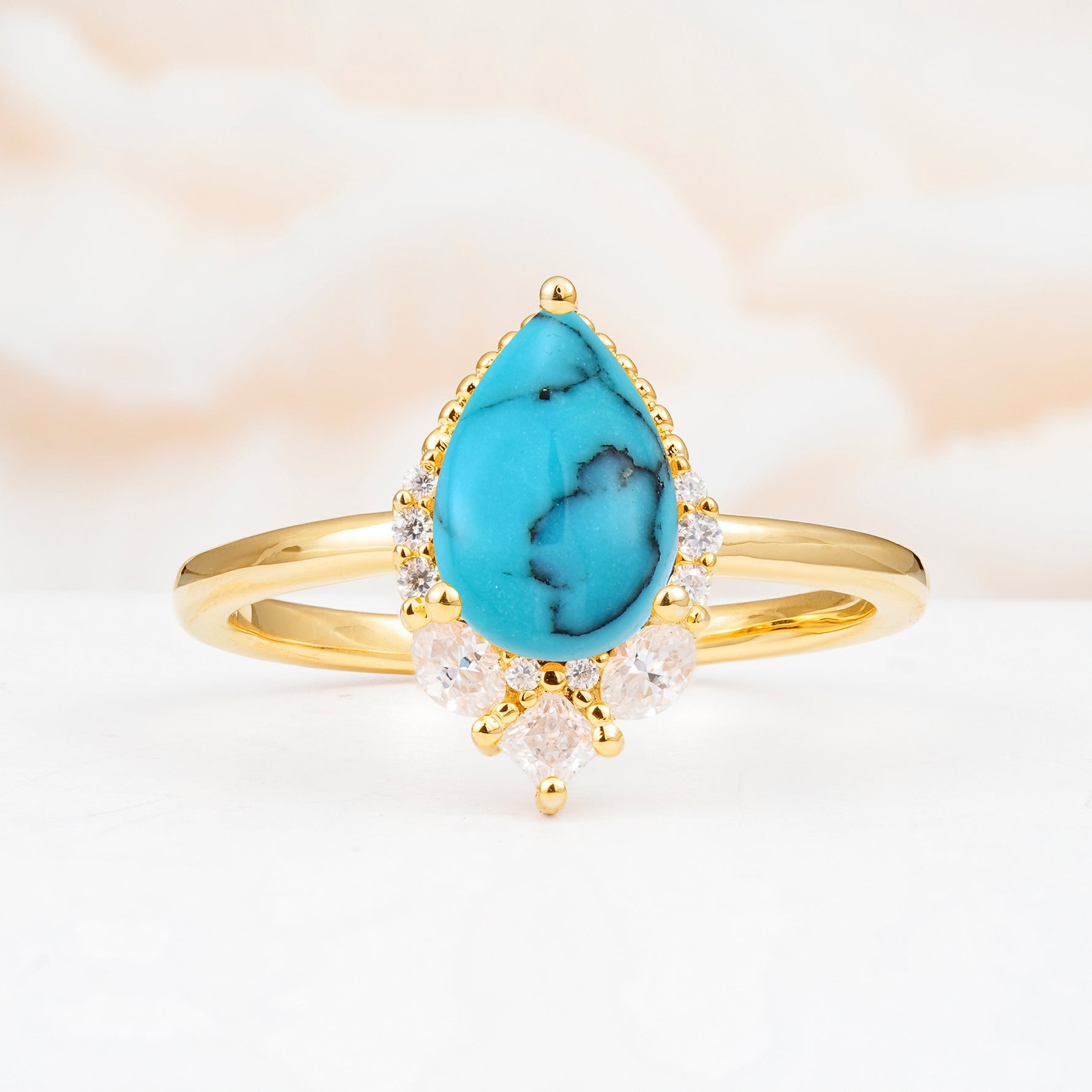 SR17652 Turquoise Ring - Yellow-Gold