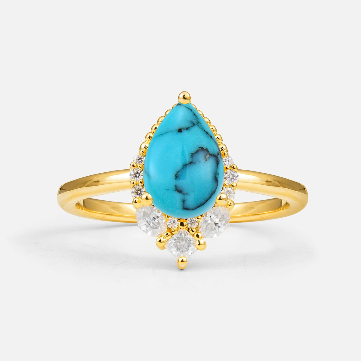 Art Deco Pear Shaped Turquoise Engagement Ring
