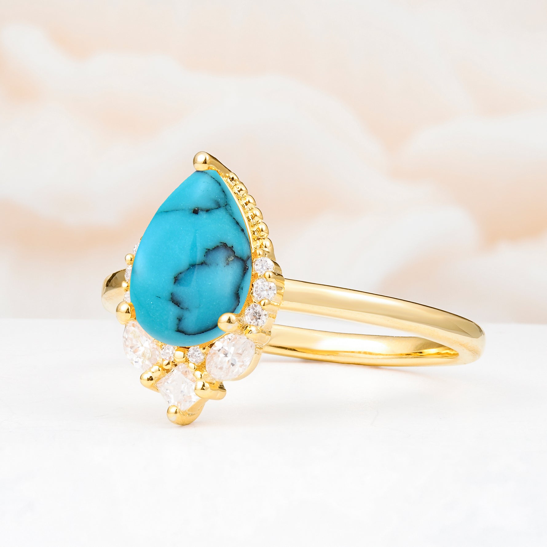 SR17652 Turquoise Ring - White-Gold