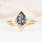 SR17652 Black Rutilated Quartz Ring - Yellow-Gold