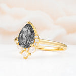 SR17652 Black Rutilated Quartz Ring - White-Gold