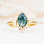SR17652 Moss Agate Ring - Yellow-Gold