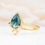 SR17652 Moss Agate Ring - White-Gold