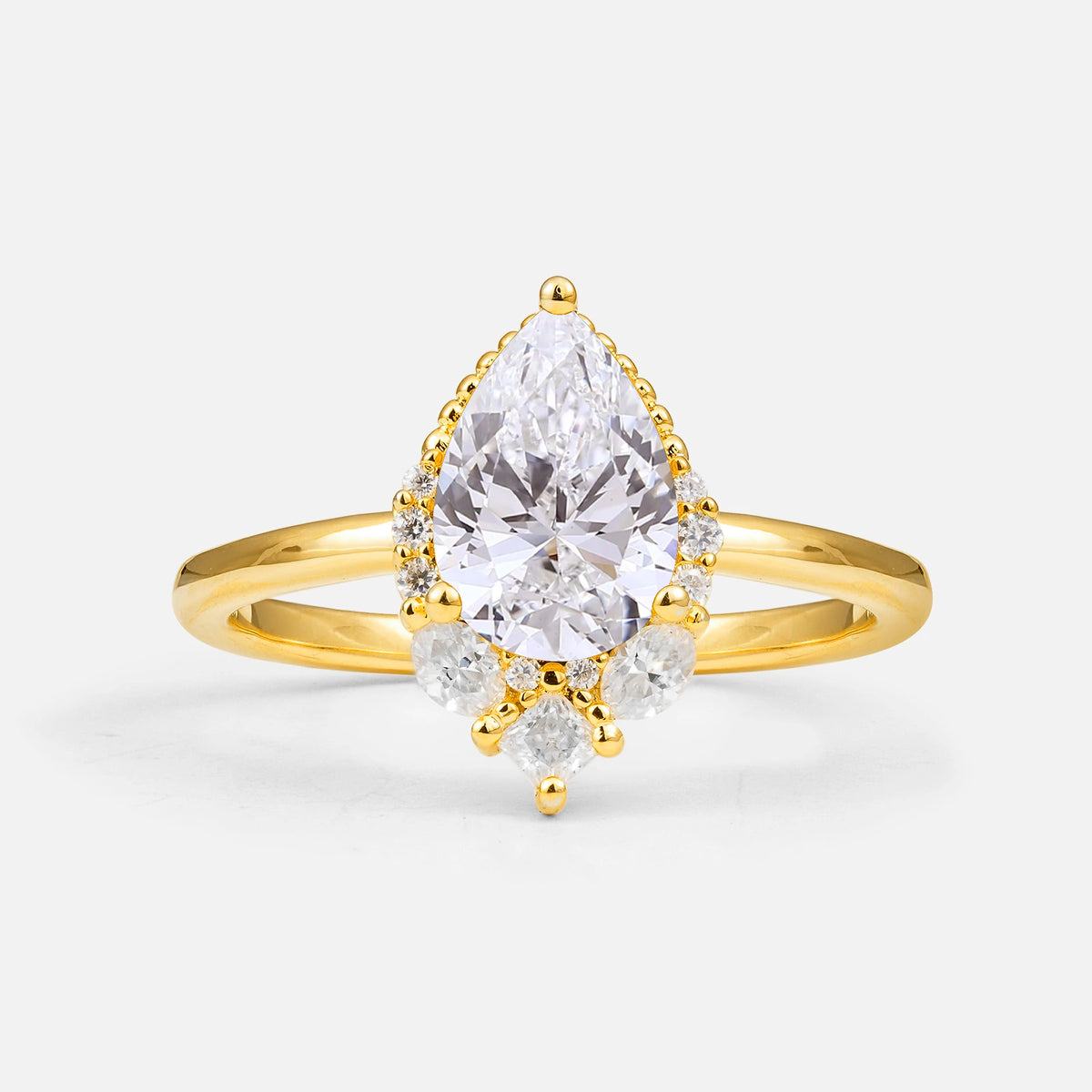 Art Deco Pear Shaped Lab-Grown Diamond Engagement Ring