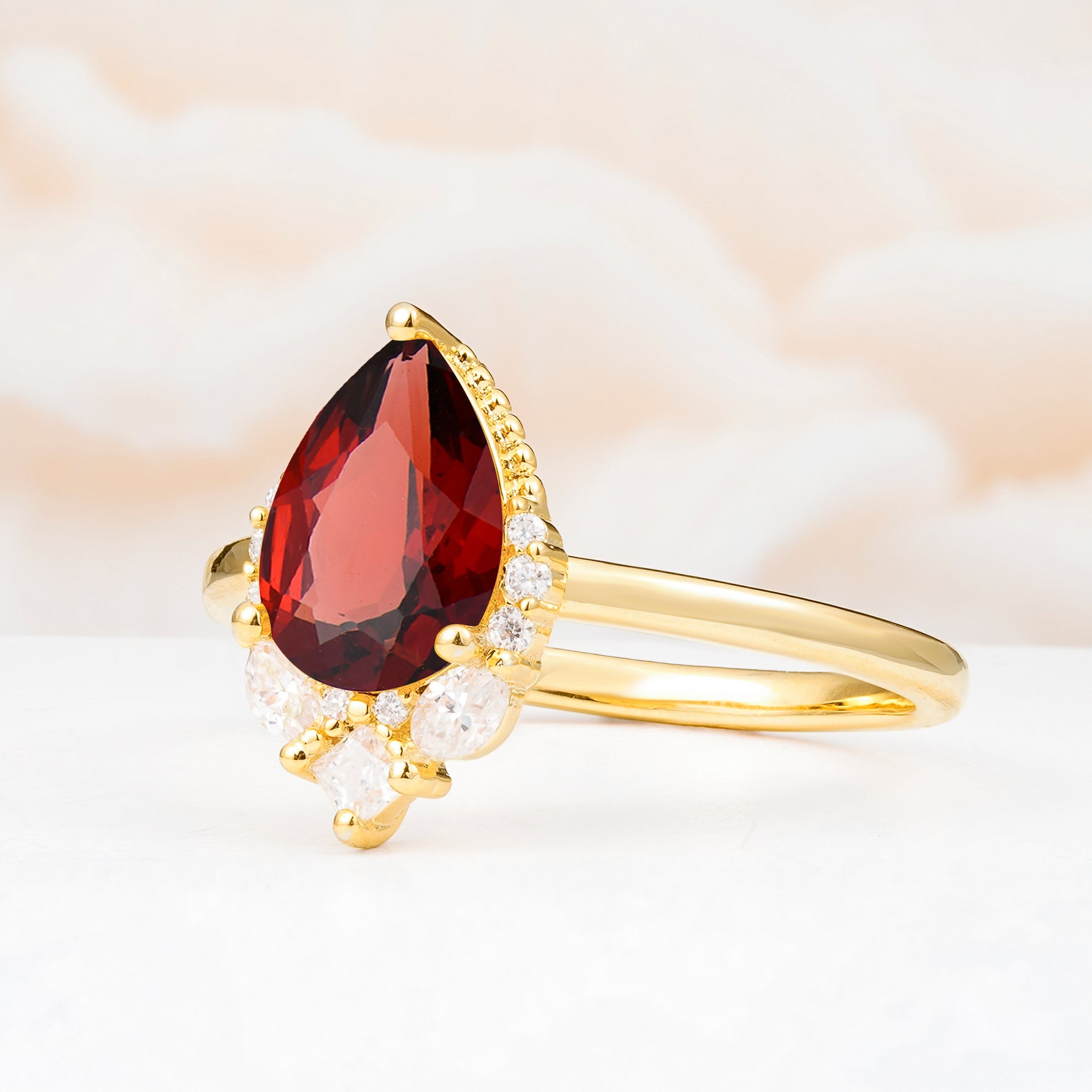 SR17652 Garnet Ring - White-Gold