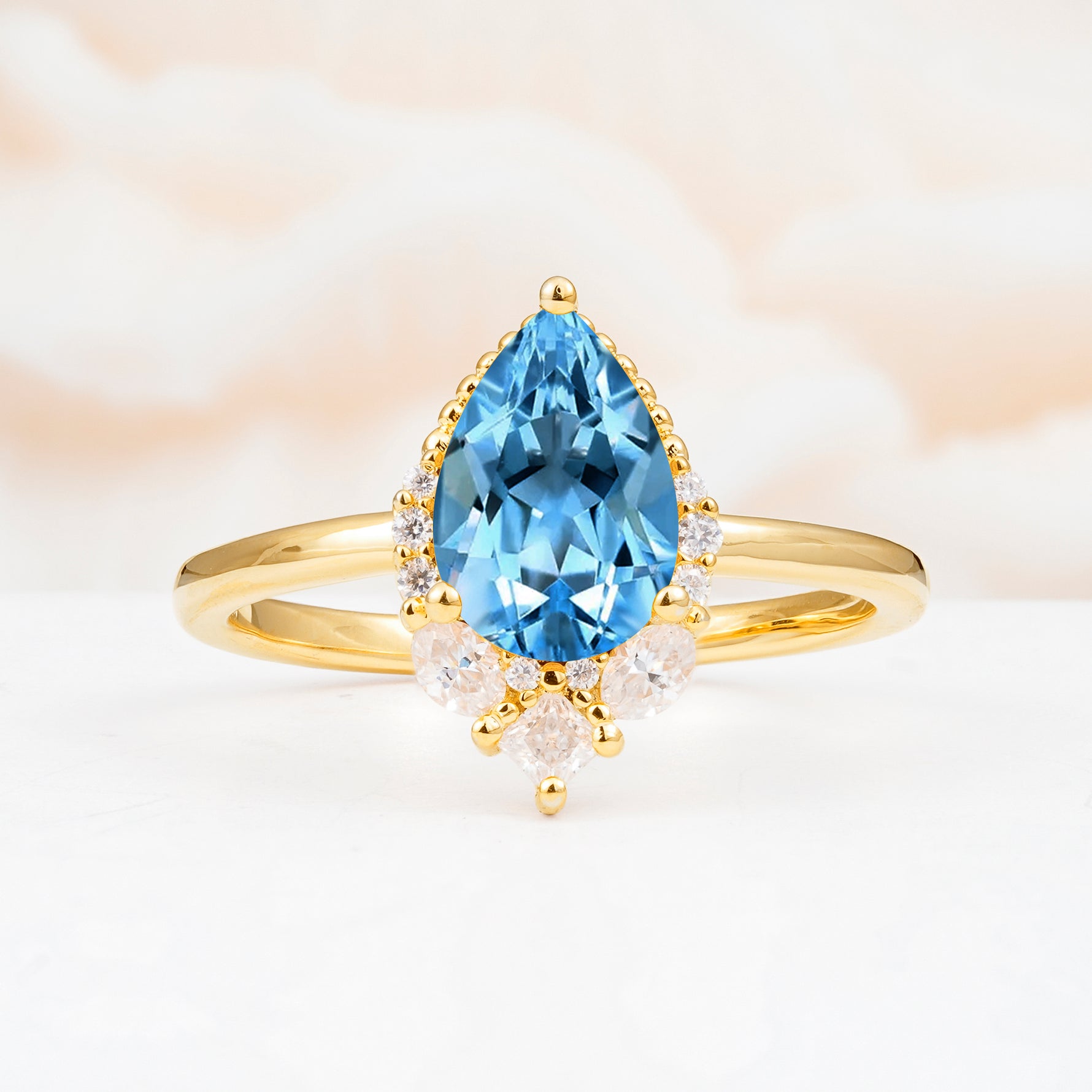 SR17652 Aquamarine Ring - Yellow-Gold