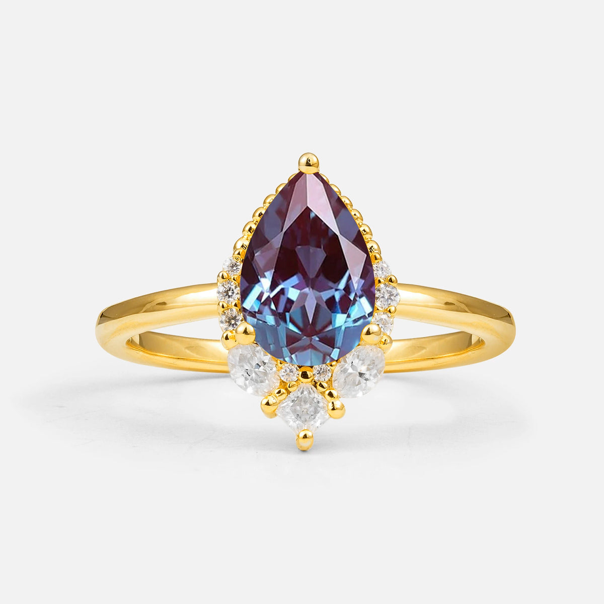 Art Deco Pear Shaped Alexandrite Engagement Ring
