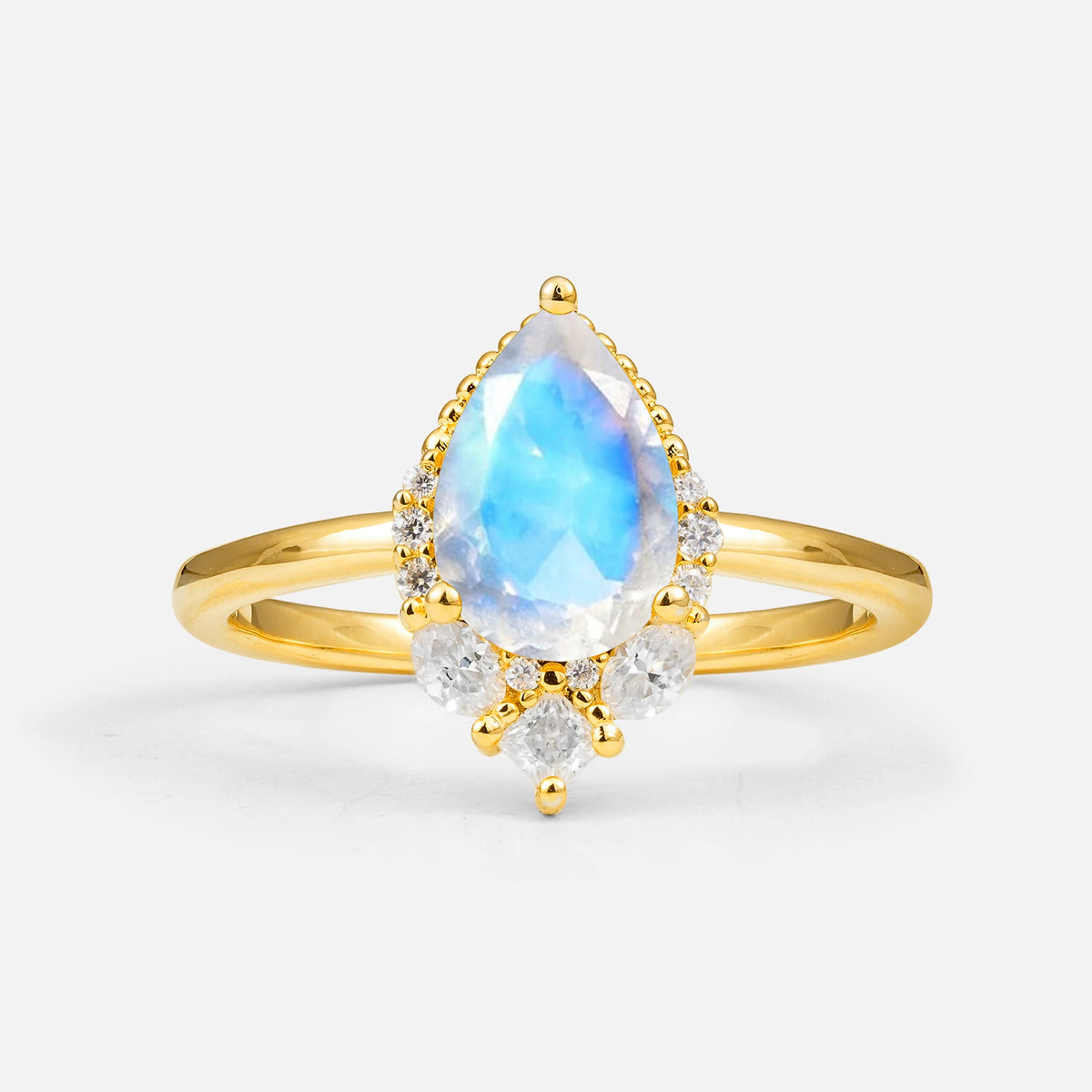 Art Deco Pear Shaped Moonstone Engagement Ring