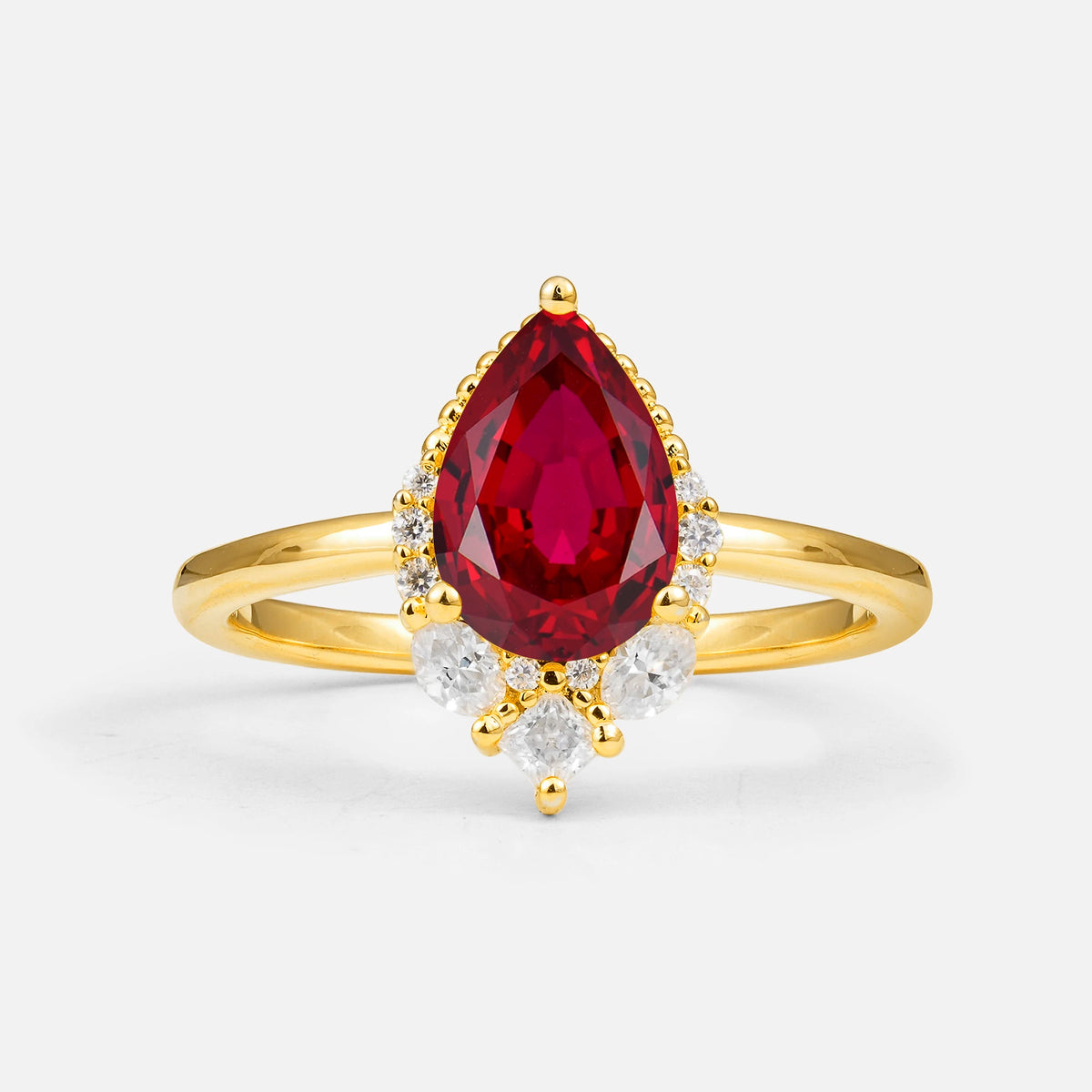 Art Deco Pear Shaped Ruby Engagement Ring
