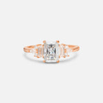 Luxury Emerald Cut Moissanite Cluster Engagement Ring - Additional view