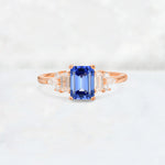 Luxury Emerald Cut Sapphire Cluster Engagement Ring - Additional view